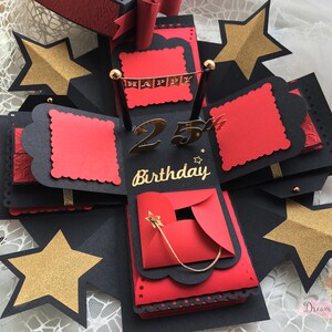 Scatola fotografica esplosiva rossa, scatola esplosiva, scatola fotografica regalo di Natale, regalo di anniversario, regalo romantico per lui/lei, biglietto pop-up di buon compleanno