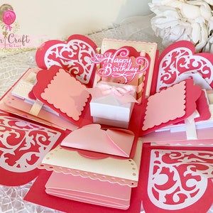 Pink Exploding Photo Box, Photo Pop up Box, Explosion Photo Box ...