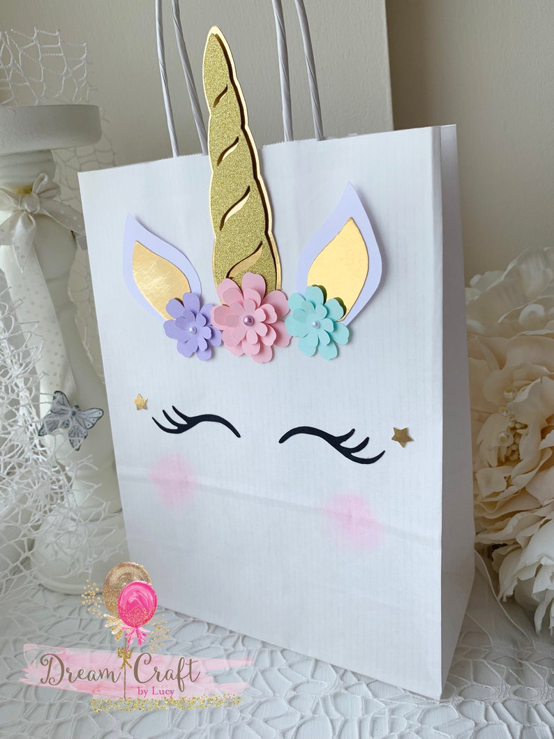 12 Unicorn Party Favour bags, Unicorn Birthday Party Supplies image 4