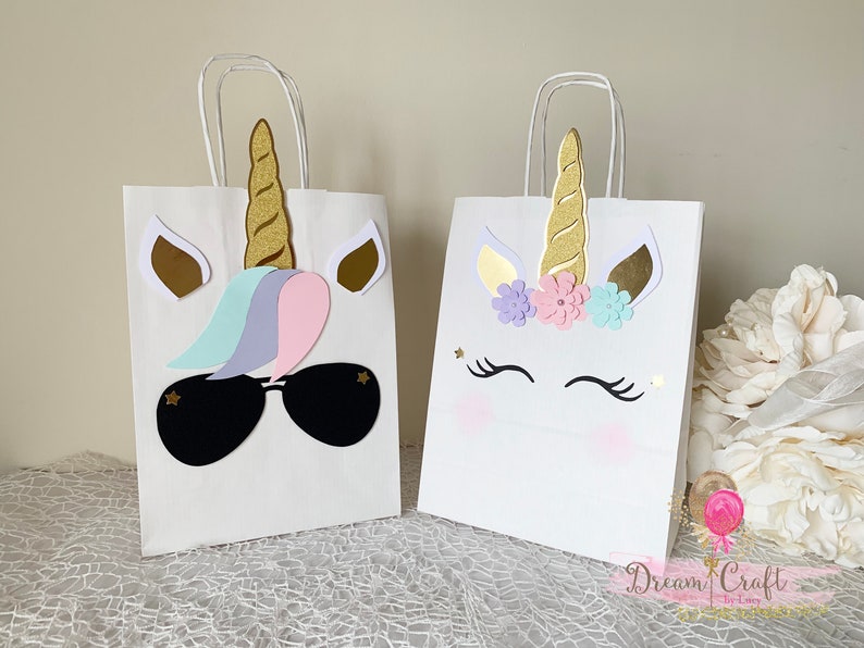 12 Unicorn Party Favour bags, Unicorn Birthday Party Supplies image 1