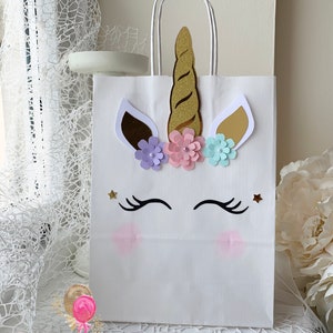 12 Unicorn Party Favour bags, Unicorn Birthday Party Supplies image 2