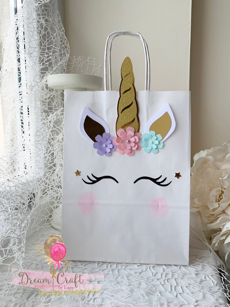 12 Unicorn Party Favour bags, Unicorn Birthday Party Supplies image 2