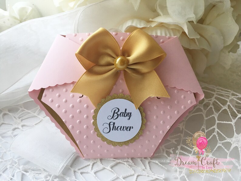 Pink And Gold Baby Shower Invitation Handmade Diaper Nappy Christening It S A Girl Diy Invitations