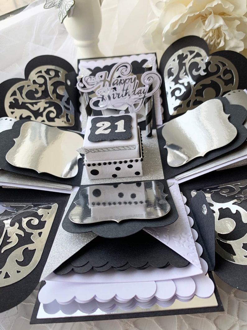 Happy Birthday Explosion Photo Box Photo box Silver and Etsy