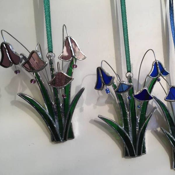 Handmade Stained glass spring Bluebells flowers, sun catcher, decoration, hanging