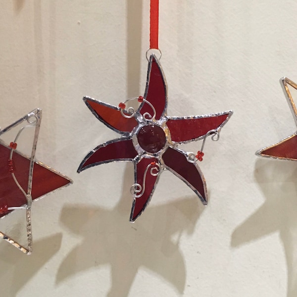 Handmade stained glass Star of David sun catcher, hanging, decoration