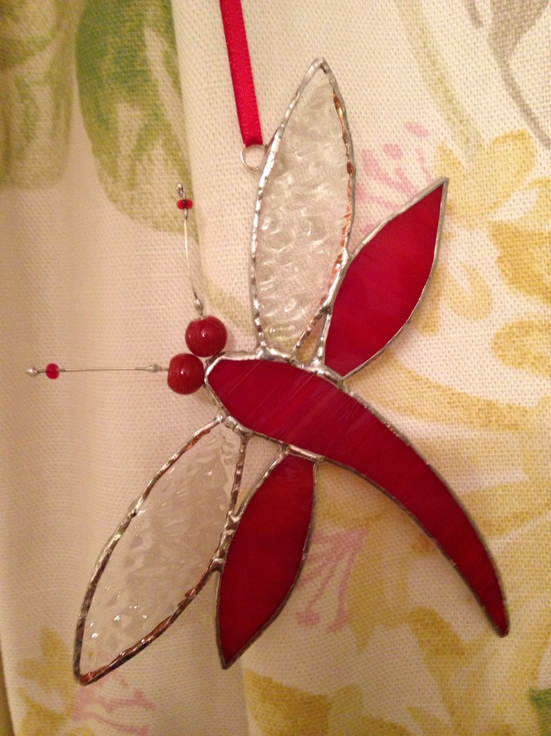 Hand Made Stained Glass Dragonfly Suncatcher, Hanging, Decoration Etsy UK