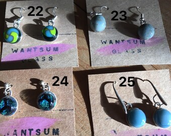 Fused glass arty, funky glass earrings