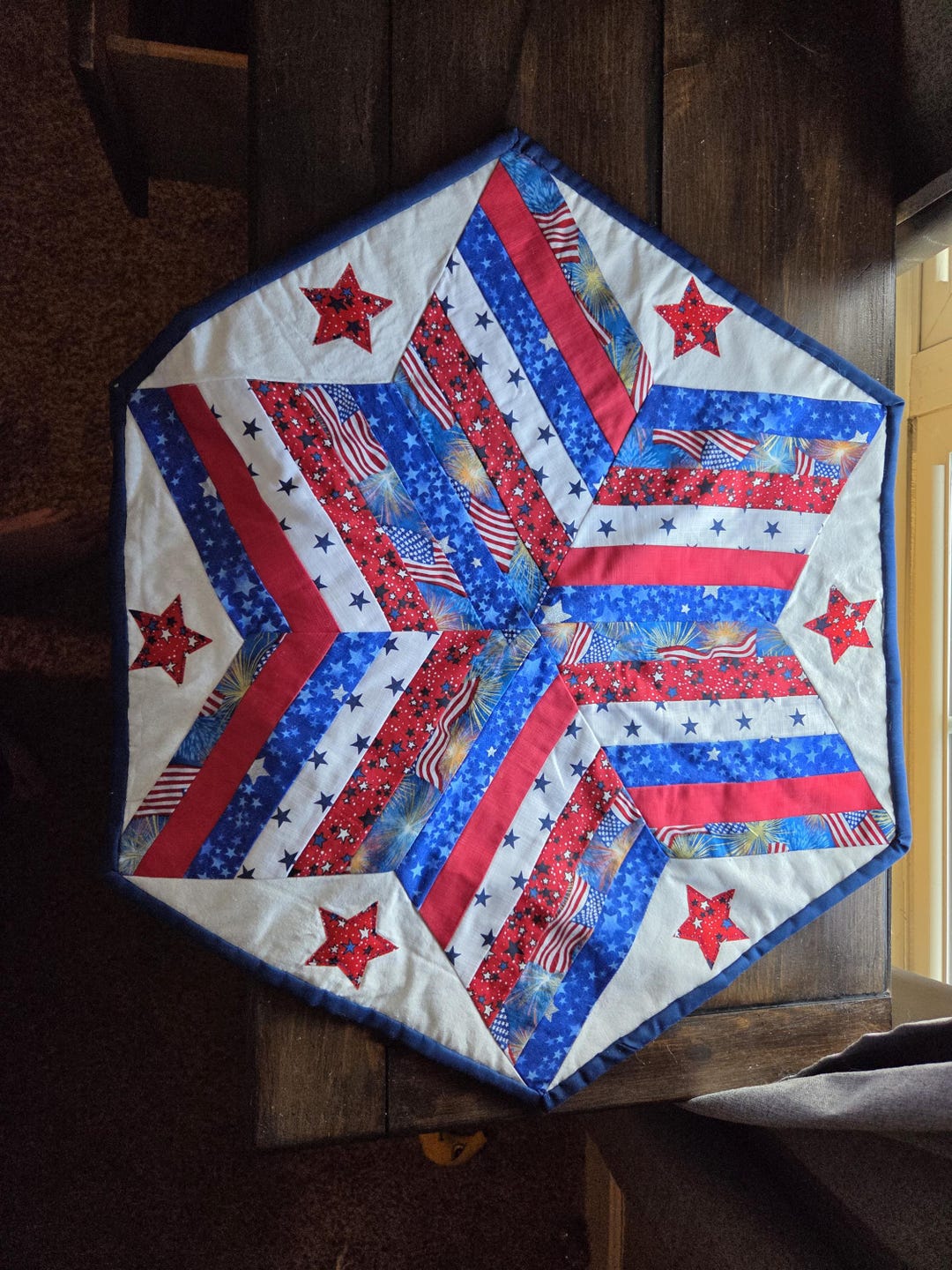 Patriotic Table Topper Patterns Patriotic Star Table Topper | Quilted Americana Décor | Red, White ...