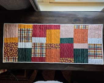 Fall Patchwork Table Runner | Quilted Autumn Décor | Cozy Farmhouse Table Mat