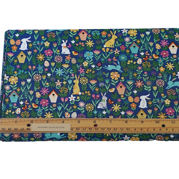 1/2 Yard Spring Garden Blue by Makower UK 100% Premium Cotton Fabric Pattern # 2188