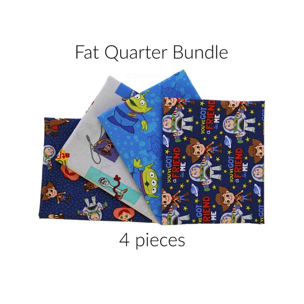 Disney Toy Story Fat Quarter Bundle, 4 pieces, Licensed Character Fabric 100% Cotton