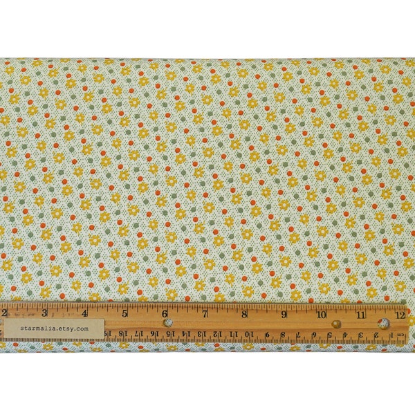 1/2 Yard Marcus Fabrics Aunt Grace Simply Charming by Judie Rothermel Wild Flowers 100% Premium Cotton R350257 Yellow