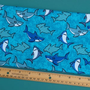 1/2 Yard Packed Sharks Novelty Fabric 100% Cotton