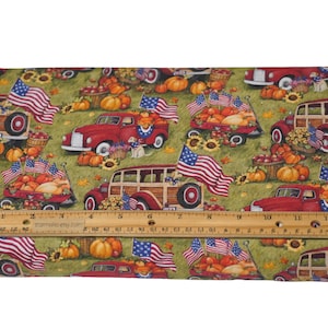 1/2 Yard Harvest Patriotic door Susan Winget 100% premium katoenweefselpatroon # CP 72541
