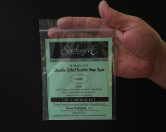 Clear Extremely Fine Double Sided Fusible Stay Tape 1/4 inch X 25 yards, Sewkeys by Emma Seabrooke, DSFST.25