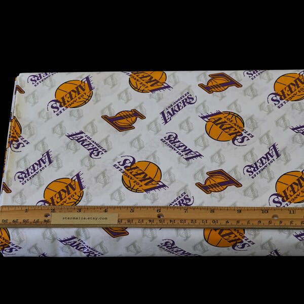 1/2 Yard NBA LA Lakers Licensed Fabric 100% Cotton Patt # 83LAL0002JAS by Camelot Fabrics