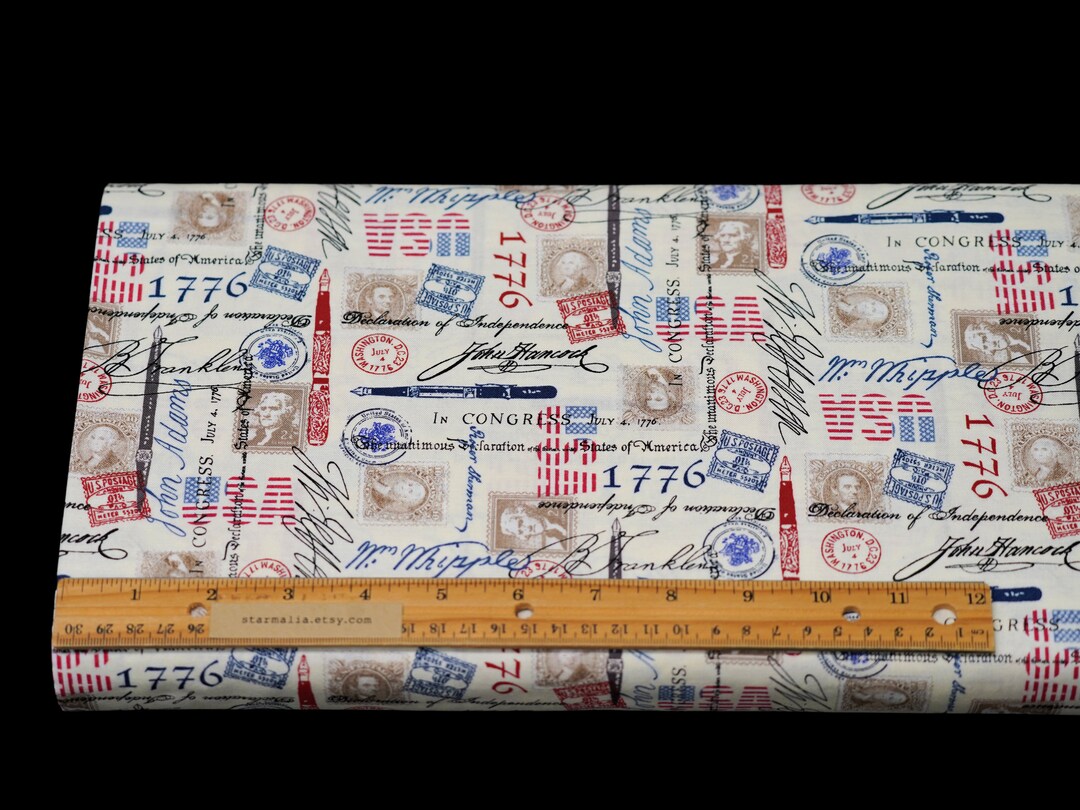 1/2 Yard the Declaration of Independence Patriotic Fabric 100 Cotton