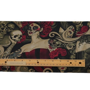 1/2 Yard Las Elegantes Dark Smoke Alexander Henry Fabric 100% Premium Baumwolle Gothic