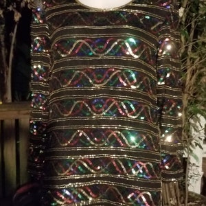 Vintage Bead and Sequined Silk Evening Dress Blouse