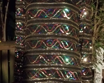 Vintage Bead and Sequined Silk Evening Dress Blouse