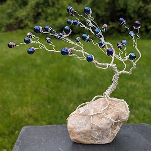 Nebula Nights - beaded wire tree sculpture
