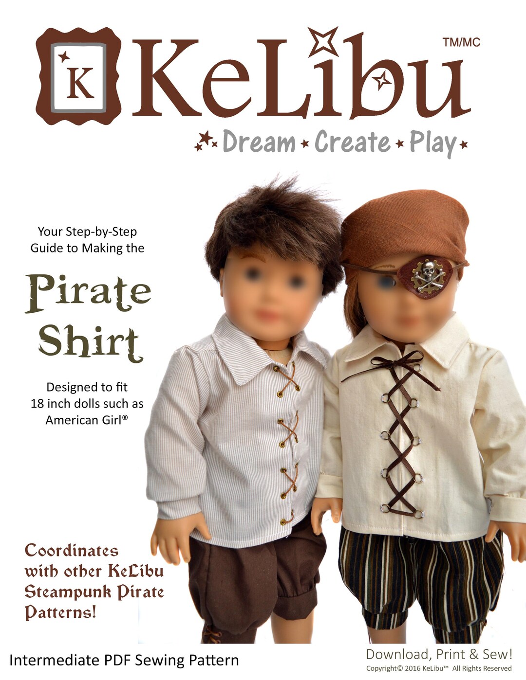Steampunk Pirate Shirt Sewing Pattern, Fits 18 Inch Dolls, Digital PDF ...