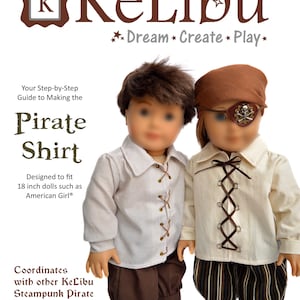 Steampunk Pirate Shirt Sewing Pattern, Fits 18 inch Dolls, Digital PDF Instant Download
