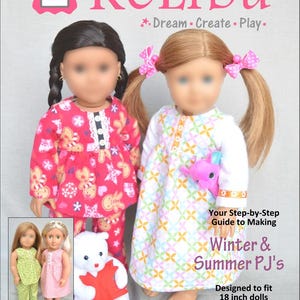 Doll Pajama Sewing Pattern, Fits 18 Inch Dolls, Digital PDF Instant Download