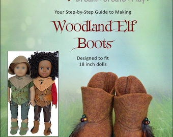 Woodland Elf Doll Boots Costume Sewing Pattern, Fits 18 inch dolls, Digital PDF Instant Download