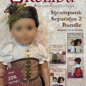 Steampunk Separates 2 Doll Clothes Pattern Bundle, Fits 18 Inch Dolls, Digital PDF Instant Download