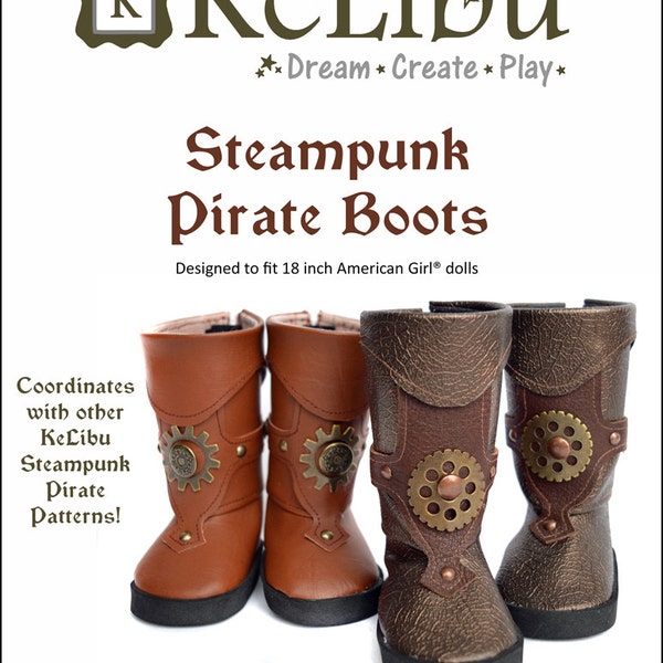 Steampunk Pirate Boots Doll Clothes Pattern for 18 inch dolls - PDF