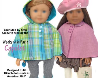 Capelet Doll Clothes Sewing Pattern, Fits 18 Inch Dolls, Digital PDF instant Download