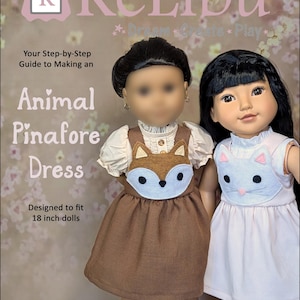 Animal Pinafore Dress Sewing Pattern, Fits 18 Inch Dolls, Digital PDF Instant Download