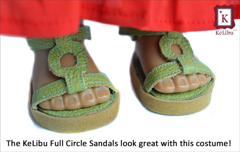 A close up of KeLibu Full Circle Sandals. This pattern coordinates with the Fortune Teller costume.