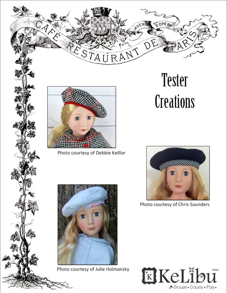 Beret Doll Clothes Pattern for 16 to 20 Inch Sim Dolls PDF image 2