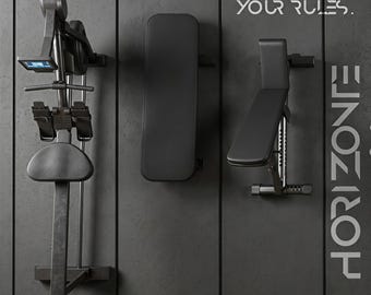 BenchHook – Väggmonterad bänk- och roddmaskinshängare | Kraftigt förvaringsställ i stål för hemmagym | Organiserare för gymutrustning i garage | Tillverkad i Spanien