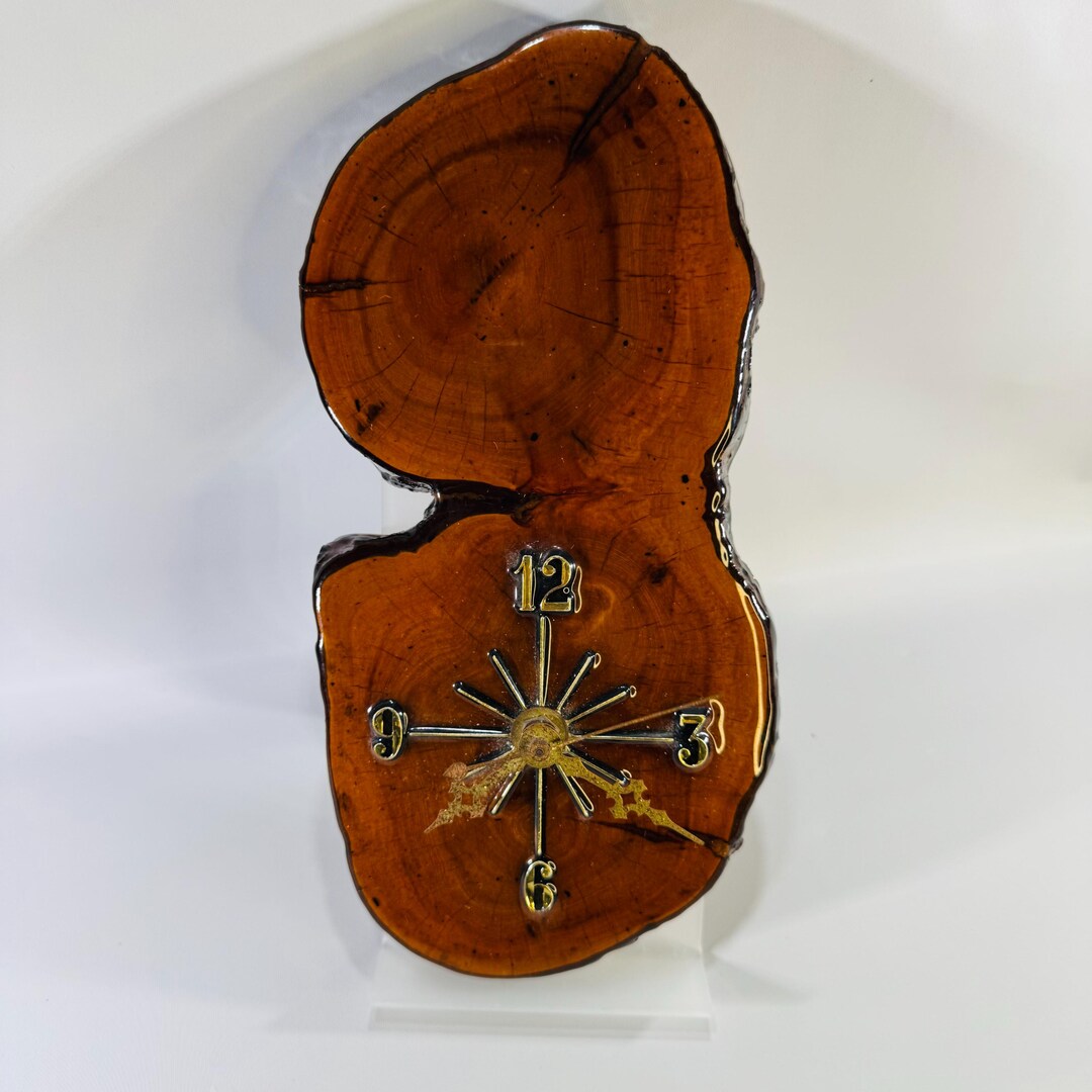 Vintage Live Edge Wood Slab Wall Clock, Working Rustic Cabin Decor ...