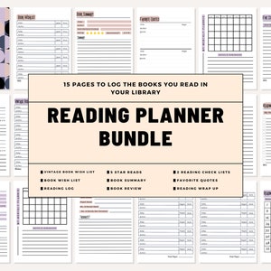 Lezen Planner Bundel Dagboek bijhouden Levenssjablonen lezen Logboekwensenlijsten Boekrecensies Citaten Doelen en meer Afdrukbare PDF-organizer