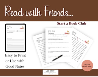 Book Club Planner Printable: Reading, Discussion, Agenda (PDF A5)