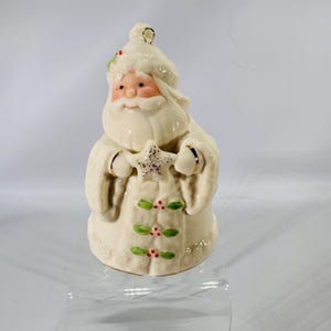 Lenox Santa Ornament | Ivory Porcelain Christmas Decor | Vintage Santa Holding Star | Holiday Collectible | Circa 1990s | 4x3 Inches