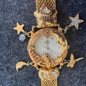 Kirks Folly Gold Heart Charm Watch with Iridescent Crystal Kirks Folly Women Wristwatches for sale | eBay main image 4