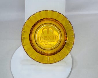 Vintage Maxim Hotel & Casino Las Vegas Amber Glass Ashtray (1977–2001) | Casino Memorabilia