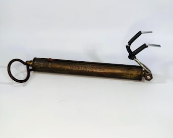 Vintage Chatillon Brass Spring Scale, Hanging Fish/Luggage Scale, Chatillon NY USA, Industrial Tool Decor, 9 Inch