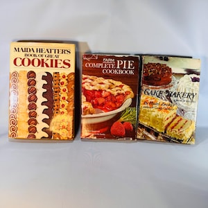 Vintage Dessert Cookbook Set – Cookies, Cakes & Pies | 1960s–1970s Hardcovers with Dust Jackets | Maida Heatter, Farm Journal, Zenker