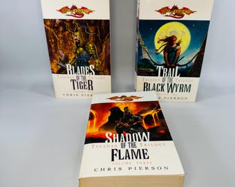 Dragonlance Fantasy Adventure Set Taladas Trilogy Chris Pierson 3 Paperback Books Blades Tiger Black Wyrm Shadow Flame