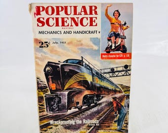 Popular Science July 1951 Magazine Pennsylvania Railroad Scooter