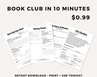 Book Club Planner Printable, Meeting Agenda, Vote Sheet (PDF Download)