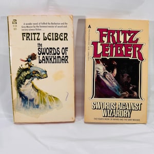 Front covers of Fritz Leiber’s The Swords of Lankhmar and Swords Against Wizardry paperbacks