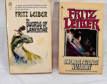 Fritz Leiber Fantasy Books Swords of Lankhmar & Swords Against Wizardry Paperbacks 1968 1983 Vintage Sword Sorcery  Books